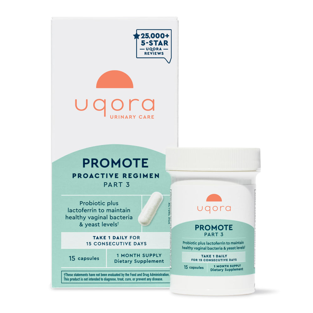 Uqora Promote bottle front view for vaginal health support