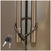 Urban August fridge lock front view secures access while blending with kitchen decor