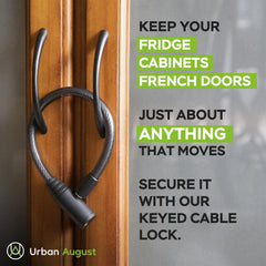 Urban August fridge lock with included keys offers quick, authorized access for adults.