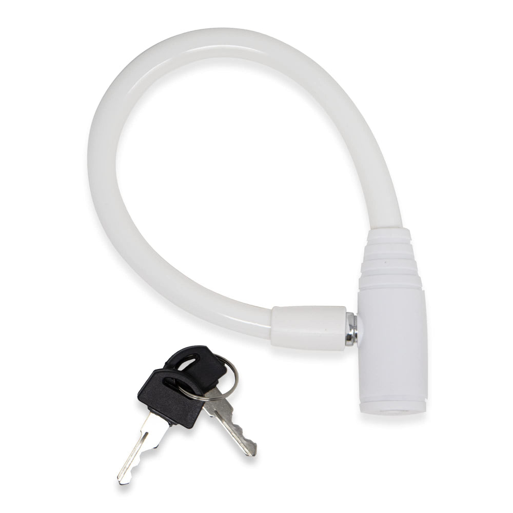 Urban August fridge lock on a side-by-side door handle for safer access.
