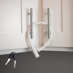 Urban August fridge lock on side-by-side doors, enhancing family safety