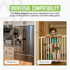 Urban August kid-proof lock mounted on fridge to deter access