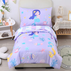 URBONUR mermaid comforter pattern on cozy toddler bedding for soft nights and easy care.