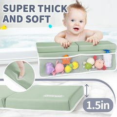 URMYWO anti slip kneeler with toy organizer pocket for bath time