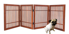Urnporium acacia wood dog gate highlights durable indoor outdoor barrier