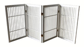 Urnporium folding acacia pet gate demonstrates versatile indoor-outdoor containment.
