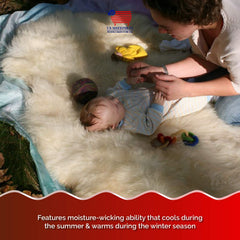 US Sheepskin dye-free pad highlighting natural materials for sensitive skin.
