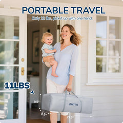 Usbettas foldable playpen with triangular brackets for increased stability.