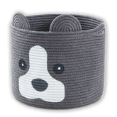 Ushang Pet dog toy bin with handle in dark grey for easy pickup