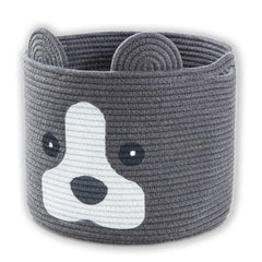 Ushang Pet dog toy bin with handle in dark grey for easy pickup