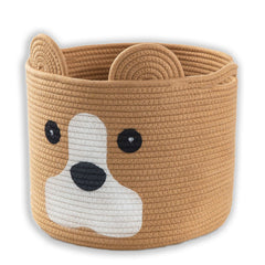Ushang Pet medium dog woven basket with handle, ideal for toy storage and easy carrying.