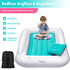 USHMA travel bed features 12-inch safety rails to help prevent roll-offs at night.