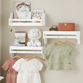 UTEX floating nursery book shelves set 3 wall-mounted side view in white for neat storage