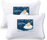 Utopia Bedding toddler pillow pack 2 on a kid's bed for cozy sleep.
