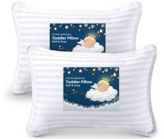 Utopia Bedding Toddler Pillow pack front view shows two soft pillows for cozy toddler sleep.