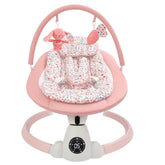 Uuoeebb baby swing seat and harness showing secure five-point design for infant comfort.
