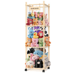 Uvellgift wood stuffed animal zoo assembly demonstrates sturdy construction for durable kids room storage.