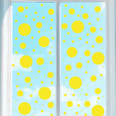 uxcell polka dots wall decals yellow close-up showing easy-to-apply design for quick wall upgrades.