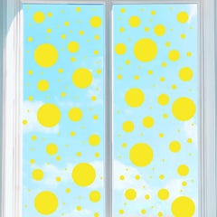 uxcell polka dots wall decals yellow close-up showing easy-to-apply design for quick wall upgrades.