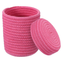 uxcell rose red cotton basket with lid for neat storage