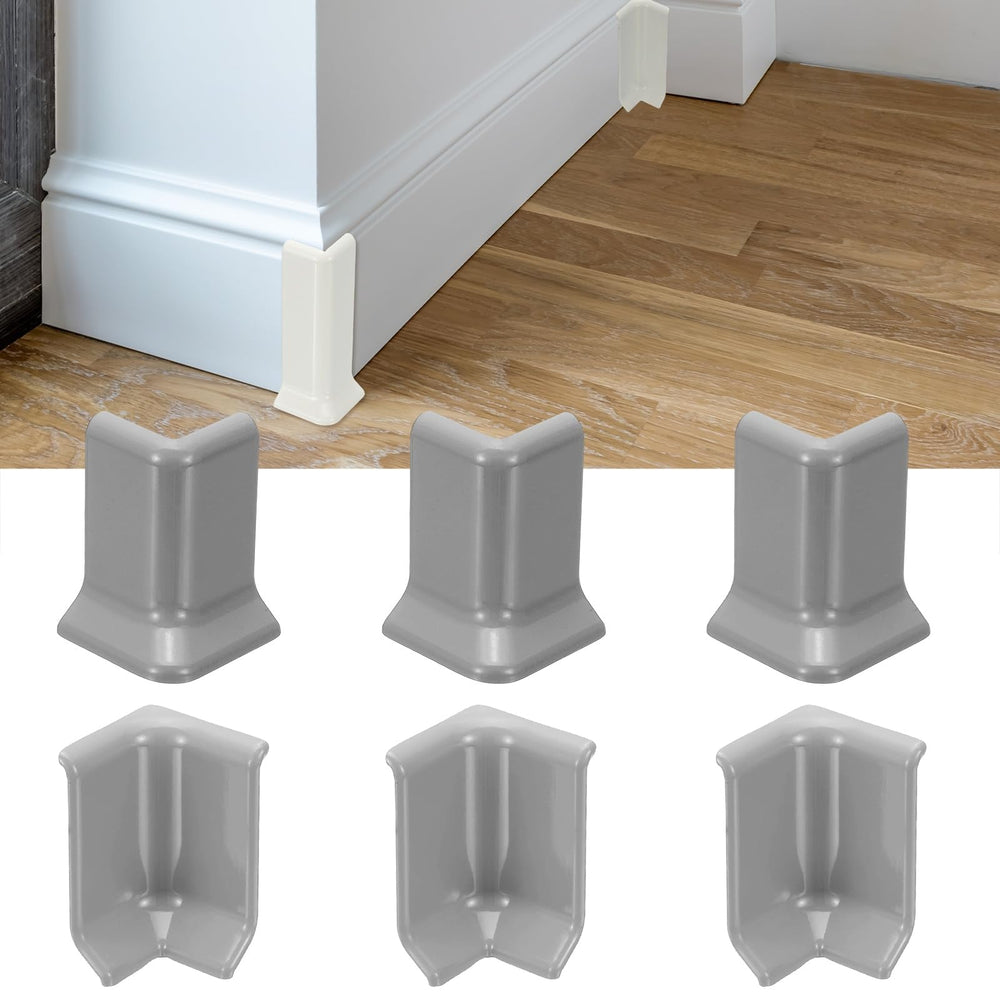 uxcell self-adhesive baseboard corner blocks in gray packaging protect walls and floors.