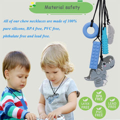 V-TOP chew necklace with donut texture for safe oral engagement