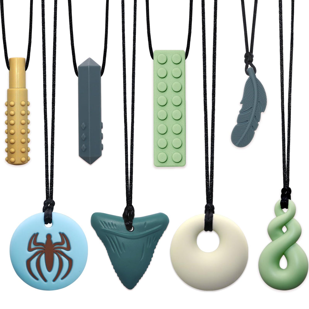 V-TOP chew necklace Spider Tooth shape for sensory calm and safe chewing.