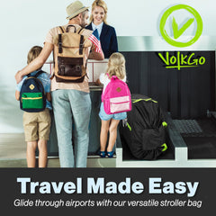 V VOLKGO stroller cover for travel shields from dirt and damage.