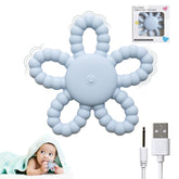 V7T7V7 vibrating sensory chew toy with a flower design provides a soft grip for teething relief.