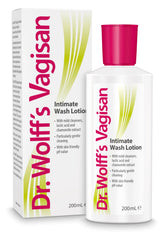 Vagisan Intimate Wash Lotion bottle offers gentle daily cleansing for sensitive skin.