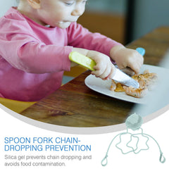 Stainless steel and silicone construction offers lightweight durability during everyday meals
