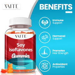 VAITE Soy Isoflavones label closeup with non-GMO vegan formula for women.