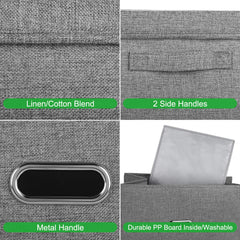 Valease grey medium bin with handles for easy organization of towels and clothes