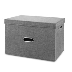 Valease linen storage bin grey small shows durable fabric and dust protection on a shelf