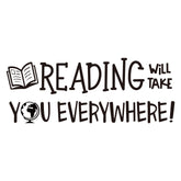 Vancetyno Reading Will Take You Everywhere decal on wall for kids' room, crisp black typography