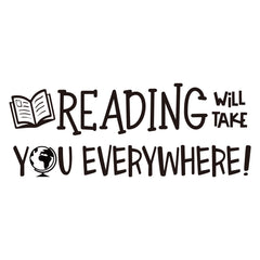 Vancetyno Reading Will Take You Everywhere decal on wall for kids' room, crisp black typography