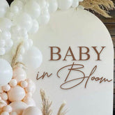 VANGNING Baby in Bloom decal on backdrop adds festive baby shower ambience