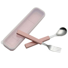 VANRA child flatware dinner fork 17cm with chrome finish and pink accents for easy grip