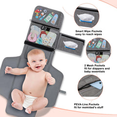 Vasttron changing pad attached to a stroller showing hands-free use.