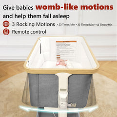 Vavassoo bassinet demonstrates three motion speeds for baby comfort