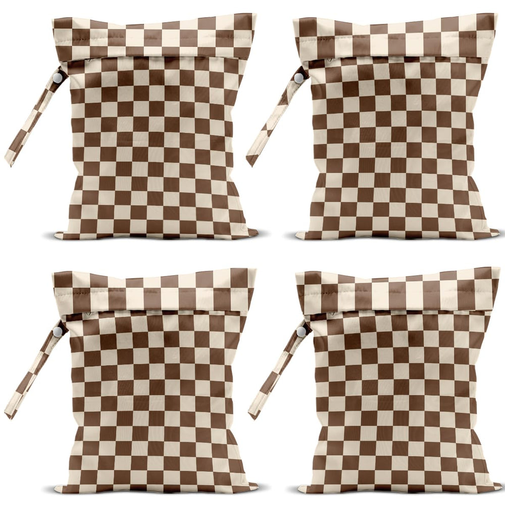 VBCVBGFH 4-pack brown checkered wet bags keep towels organized on the go