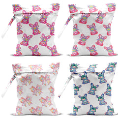 VBCVBGFH bunny Easter bow wet bag with handle, ideal for on-the-go storage.