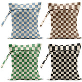 VBCVBGFH 4 pack waterproof wet bags in colorful checkered pattern for travel organization