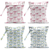 VBCVBGFH watercolor bow wet bag in pink and blue for stylish diaper storage on the go.