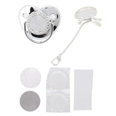 VBESTLIFE bling pacifier in silver keeps baby's pacifier close.