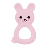 Vbglmya Baby Bunny Teether closeup shows soft silicone texture for gentle teething.