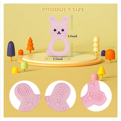 Vbglmya Baby Bunny Teether textured ears highlight sensory exploration during chewing.