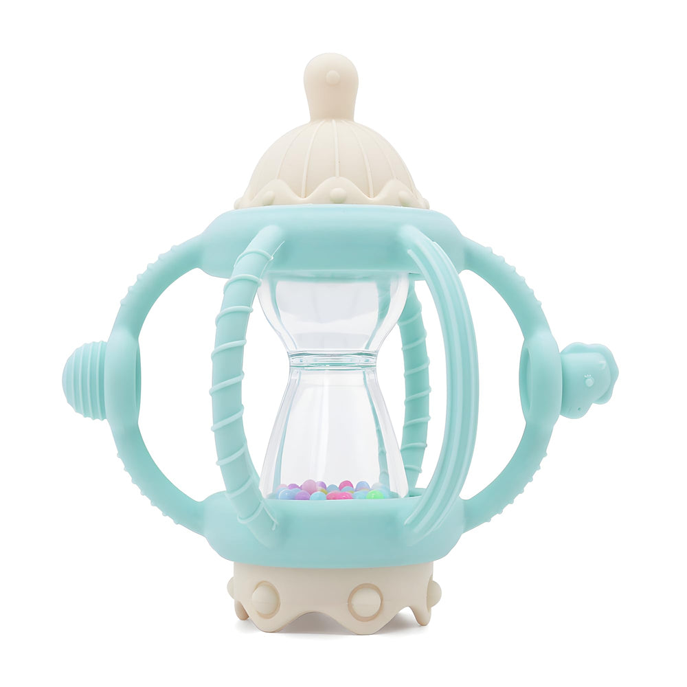 Vbglmya baby carousel teether mint green with soft silicone and soothing visual motion.