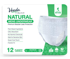 Veeda natural underwear for men in a pack offering discreet protection and comfort.