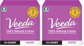 Veeda tampons non-applicator compact design for discreet on-the-go use.